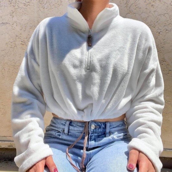 Urban Outfitters Cropped Teddy Women's Fleece 3/4 Zip - Never Been Worn - Picture 4 of 5